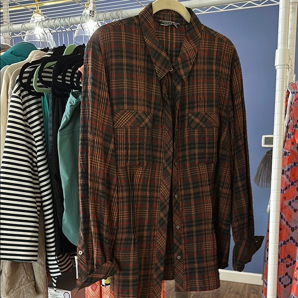 Peruvian Connection Red and Black Plaid Shirt - Picture 1 of 5